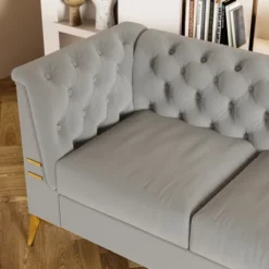 82.7" Chesterfield Sofa, Velvet Upholstered 3 Seater Sofa Couch-ModernLuxe -ModernLuxe GUEST 8074cb68 f7ab 491d 8806 5af0350b8823