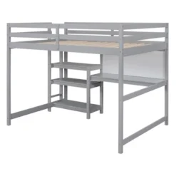 Wooden Loft Bed With Shelves, Desk And Writing Board - ModernLuxe -ModernLuxe GUEST 80dc7cf7 abca 4eb9 b27c 54f0b5373422