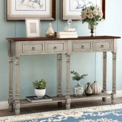 Rectangular Console Table With Drawers And Long Shelf-ModernLuxe 16 Rectangular Console Table With Drawers And Long Shelf-ModernLuxe -ModernLuxe GUEST 81668179 68fc 480e 87d9 81539fa3c44f