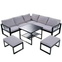 Industrial Style Outdoor Sofa Combo Set With 2 Loveseats, 1 Single Sofa, 1 Table And 2 Ottomans - ModernLuxe -ModernLuxe GUEST 8181ac11 54ca 422c bb30 c25f41cbe238
