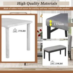 6 PCS Dining Table Set With Marble Veneer Table And 4 Flannelette Upholstered Dining Chairs & Bench-ModernLuxe -ModernLuxe GUEST 81c4571d cded 45e6 99a6 144fbac793b7