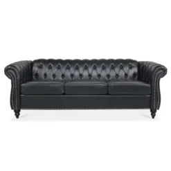 84.65" Chesterfield Rolled Arm 3 Seater Upholstered Sofa, Tufted Sofa Couch-ModernLuxe -ModernLuxe GUEST 81d5d754 36cf 43dd 9bb5 ab600fc2bffe