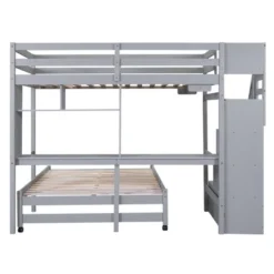 Twin Over Full Bunk Bed With Storage Stairs, Desk, Shelves And Hanger - ModernLuxe -ModernLuxe GUEST 828ef935 df4e 4658 bd1c 621845312b2c