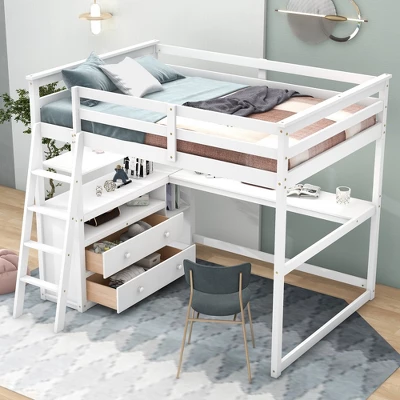 Full Size Loft Bed With Desk, Shelf And Two Built-in Drawers - ModernLuxe 12 Full Size Loft Bed With Desk, Shelf And Two Built-in Drawers - ModernLuxe - Image 10