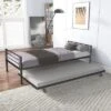 Twin Over Twin Metal Bunk Bed With Trundle Bed And Ladders-ModernLuxe 1 Twin Over Twin Metal Bunk Bed With Trundle Bed And Ladders-ModernLuxe -ModernLuxe GUEST 8492d40e 4210 4832 8ba4 a96f9a8c9c14