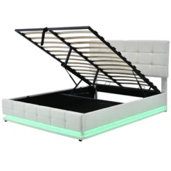Queen Size PU Tufted Upholstered Platform Bed With Hydraulic Storage System, LED Lights And USB Charger-ModernLuxe -ModernLuxe GUEST 84a62756 656b 41af 84cc 53e55a060c3b
