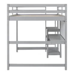 Wooden Loft Bed With Shelves, Desk And Writing Board - ModernLuxe -ModernLuxe GUEST 853e2731 9887 4b55 84bb 52f987ce0ab7
