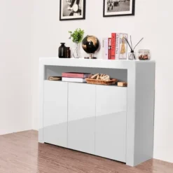 Modern Wooden Sideboard With LED Lights And 3 Doors For Living Room, Kitchen Or Hallway - ModernLuxe -ModernLuxe GUEST 875e67f6 778f 42e6 8ef5 65b935b3d367