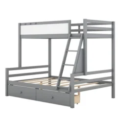 Twin Over Full Bunk Bed With Whiteboard, 3 Hooks And 2 Drawers-ModernLuxe -ModernLuxe GUEST 8793d46e f0fc 450d 9cf5 be3dbf94331f