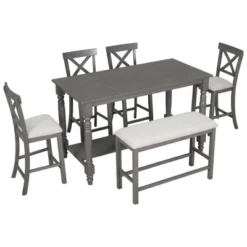 6-Piece Counter Height Dining Table Set Table With 4 Chairs And 1 Benchs - ModernLuxe 18 6-Piece Counter Height Dining Table Set Table With 4 Chairs And 1 Benchs - ModernLuxe -ModernLuxe GUEST 88e766dc 6f40 4981 83fe f729f21271d8
