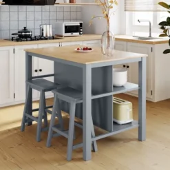 3-Piece Kitchen Island Set With 2 Stools-ModernLuxe -ModernLuxe GUEST 890b6c98 7e1c 4238 9769 66b7eaf16b68