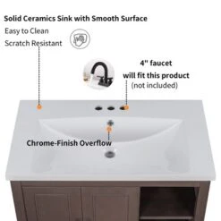 30" Bathroom Vanity With Ceramic Sink, Doors And Drawers - ModernLuxe -ModernLuxe GUEST 8a46afca 09fa 4850 8094 f7449b4c6aea