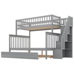 Twin Over Full Bunk Bed With Trundle Bed And Staircase-ModernLuxe -ModernLuxe GUEST 8aad3343 c6a7 4df0 9d08 840fed7478d4