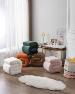 S-shape Velvet Ottoman, Makeup Stool Footstool-ModernLuxe