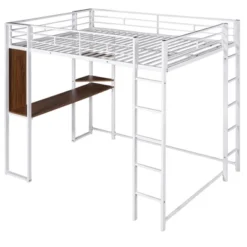 Full Size Metal Loft Bed With 2 Shelves And One Desk - ModernLuxe 16 Full Size Metal Loft Bed With 2 Shelves And One Desk - ModernLuxe -ModernLuxe GUEST 8b54e8b5 bb50 4af3 a734 fbfa4268204b