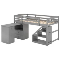 Twin Size Loft Bed With Multifunctional Movable Built-in Desk And Staircase-ModernLuxe -ModernLuxe GUEST 8b71f495 5265 405b 84f2 19346647cf69