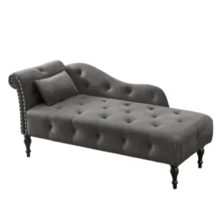 60.6" Velvet Chaise Lounge With Button Tufted Nailhead Trimmed And 1 Pillow - ModernLuxe -ModernLuxe GUEST 8ba22746 3f55 438c ad84 f67229e5de68