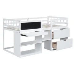 Twin Size Low Loft Bed With Rolling Desk, Shelves And Drawers - ModernLuxe -ModernLuxe GUEST 8bc7e9c0 361f 483e a665 4bb0af83fa95
