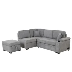 87.4" L Shape Sectional Sleeper Sofa Bed, 2 In 1 Pull Out Sofa Couch With Storage Ottoman, Cup Holder And USB Port-ModernLuxe -ModernLuxe GUEST 8bce115d 613e 4074 9b5d d5a0332b1724