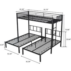 Twin Over Twin Metal Triple Bunk Bed With Ladder-ModernLuxe -ModernLuxe GUEST 8cda8439 afc6 405e 978f 091dede69175