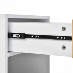 Nightstand With USB Charging Ports, End Table With 1 Drawer And Metal Legs, White+Natural Finish-ModernLuxe -ModernLuxe GUEST 8d5480eb 61a5 4fec ad4a b6e99624ac2a