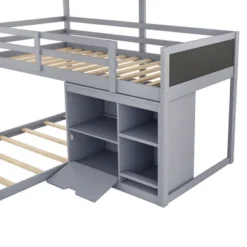 Twin Size L-shaped Wood Triple Bunk Bed With Storage Cabinet, Ladder And Blackboard-ModernLuxe -ModernLuxe GUEST 8d5bd23d 54b0 4f36 a0b0 b654a89e10f8