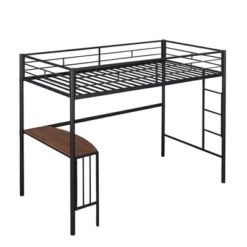 Twin Size Metal Loft Bed With Desk, Ladder And Railing - ModernLuxe -ModernLuxe GUEST 8d7d6992 2afb 4a81 a524 1204bdc7c504