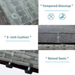 5-piece Outdoor UV-Resistant Patio Sofa Set With Storage Bench, All Weather PE Wicker Coversation Set With Glass Table, Gray-ModernLuxe -ModernLuxe GUEST 8daa40e3 d0e5 4cd0 90e8 9fbcb2fe8c9b