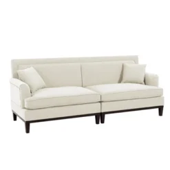 81.8" Upholstered Country Loveseat Sofa With Wooden Legs And Two Throw Pillows-ModernLuxe -ModernLuxe GUEST 8dd9503c 0fea 45db b6ae 3bce939e1f37