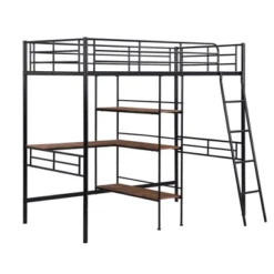 Twin Size Metal Loft Bed With Built-in Desk And Shelves - ModernLuxe -ModernLuxe GUEST 8e76cdcf 0be5 4bc4 bcfe 242c9f6ef4d0