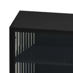 43.31" Contemporary Glass Door Cabinet With Two Levels Of Storage, Black - ModernLuxe -ModernLuxe GUEST 8ec7cdb0 9413 4b73 9c39 2bdc067bf333