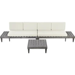 Outdoor 3-Piece Garden Solid Wood Furniture Sofa With Coffee Table, Side Table And Cushions, Gray+Beige - ModernLuxe -ModernLuxe GUEST 8ec8d2e8 d337 42fa bcd5 5352b4f0c37d