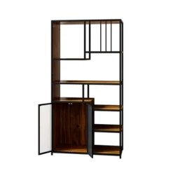 Multipurpose Bookshelf Storage Rack With Closed Storage Cabinets, Black + Brown - ModernLuxe -ModernLuxe GUEST 8f350fcd 97ff 42d8 b902 4bfe08a4174a