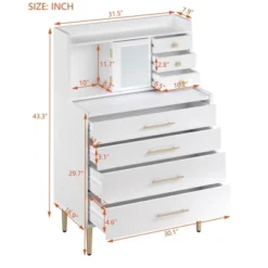 Vanity Makeup Table With Mirror, Storage Dresser With 7 Drawers-ModernLuxe -ModernLuxe GUEST 8f45be0e 51f8 4e91 b0b3 fc14f3954a38