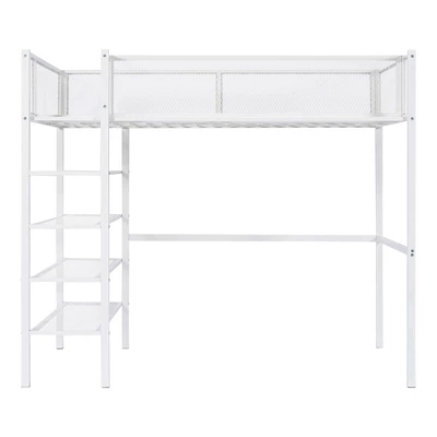 Metal Twin Size Loft Bed With 4 Shelves And Storage - ModernLuxe 6 Metal Twin Size Loft Bed With 4 Shelves And Storage - ModernLuxe - Image 4