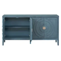 Retro 60" Sideboard With Circular Groove Design And Round Metal Handle-ModernLuxe -ModernLuxe GUEST 8f76d3a7 21e0 4a1b 8fbe 2460c57f1178