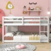 Twin Over Twin Floor Bunk Bed With Ladder And Safety Guardrail-ModernLuxe -ModernLuxe GUEST 8fc08e4e ea16 4770 8b0a 0a7e4f8da44b