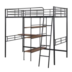 Twin Size Metal Loft Bed With Built-in Desk And Shelves - ModernLuxe -ModernLuxe GUEST 8fd7aa44 4cac 4eef 81b3 faa56b4ff78c