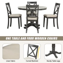 5-Piece Dining Set With Solid Wood Table And 4 Chairs, Gray - ModernLuxe -ModernLuxe GUEST 90826011 17d6 4b7f bc52 a0a077baacb7
