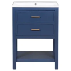 24" Bathroom Vanity With Top Sink And 2 Drawers, Blue - ModernLuxe -ModernLuxe GUEST 90dffa7a e2eb 4376 92b8 6df3d66c06af