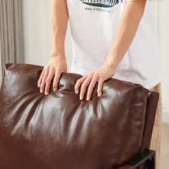 PU Leather Metal Frame Armchair With Non-slip Adsorption Feet And Back Cushion - ModernLuxe -ModernLuxe GUEST 90f04f2c 9476 43eb 84d9 8de4a8987e83