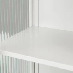 23.62" Glass Door Wall Cabinet With 2-Tier Enclosed Storage, Open Shelves And Towel Rack, White - ModernLuxe -ModernLuxe GUEST 9162dbe4 2f81 40cc aef3 6a9741d65f03