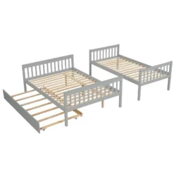 Twin Over Full Bunk Bed With Trundle Bed, Ladder And Safety Rails-ModernLuxe -ModernLuxe GUEST 91dc108d dc60 4a42 a177 df4beab90874