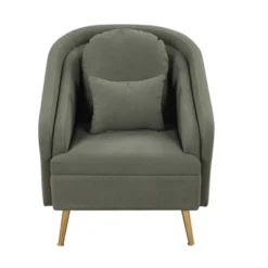 Mid-Century Upholstered Accent Chair, Arm Chair With Lumbar Pillow And Metal Legs-ModernLuxe -ModernLuxe GUEST 9243723a 7c80 4d8b acc8 c6a16ed7725c