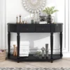 Retro Circular Curved Design Wooden Console Table With Open Style Shelf And Two Top Drawers-ModernLuxe -ModernLuxe GUEST 92876ab5 4d4a 4e3b 988b bb4949aafc63