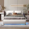 Upholstered Faux Leather Platform Bed With LED Light Bed Frame With Slatted-ModernLuxe -ModernLuxe GUEST 92a40803 0db7 431a b5bf 5262d6461ab7