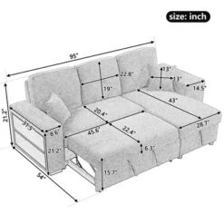 95" Pull Out Sleeper Sofa, Reversible L-Shape Sectional Couch With Storage Chaise And 2 Stools-ModernLuxe -ModernLuxe GUEST 92f97ed1 db64 4c52 a870 bbd36a1e4c50