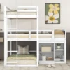 Twin Size L-shaped Wood Triple Bunk Bed With Storage Cabinet, Ladder And Blackboard-ModernLuxe -ModernLuxe GUEST 932c522c 03b1 4431 9459 e373b00a829e