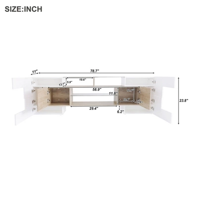 Versatile TV Stand For TVs Up To 80" With 2 Lighted Glass Shelves And LED Color Changing Lights - ModernLuxe 4 Versatile TV Stand For TVs Up To 80" With 2 Lighted Glass Shelves And LED Color Changing Lights - ModernLuxe - Image 2