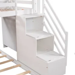 Twin Over Full Bunk Bed With Staircase, Shelves And House Roof-ModernLuxe -ModernLuxe GUEST 936652ca 5653 4294 b4c5 c9ffc1e6a5f6